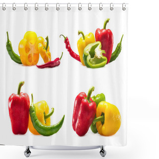 Personality  Collection Of Chili And Bell Peppers  Shower Curtains
