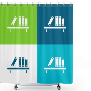 Personality  Book Shelf Flat Four Color Minimal Icon Set Shower Curtains