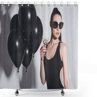 Personality  Woman Drinking Cocktail  Shower Curtains