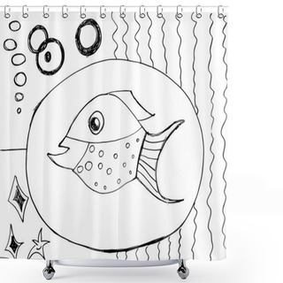 Personality  Drawing From Hand Of Child, Image Of Big Fish Shower Curtains
