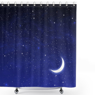 Personality  Half Moon With Stars On A Dark Sky. Space Landscape With Silhouette Crescent Moon. Dark Blue Starry Sky. High Resolution. Moonlight. Midnight. Night Sky Background With Moon. Shower Curtains