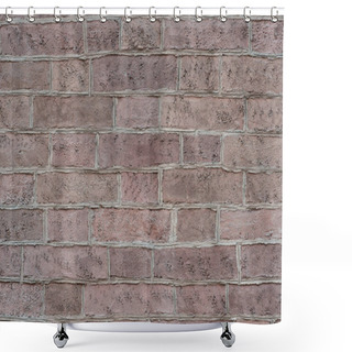 Personality  A Wall With An Ornament Of A Solution Of Each Brick Of An Ancient Building Of Pastel Brown Red Muted Tone. Background. Shower Curtains