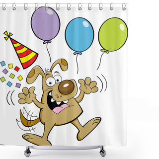 Personality  Cartoon Dog Jumping With Balloons Shower Curtains