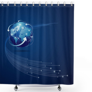 Personality  Globe Network Connection Blue Background Shower Curtains