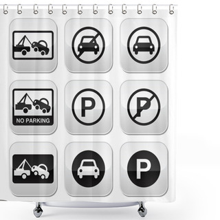 Personality  No Parking, Cars Buttons Set Shower Curtains
