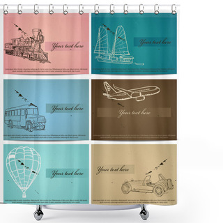 Personality  Set Of Vintage Transport Cards. Shower Curtains