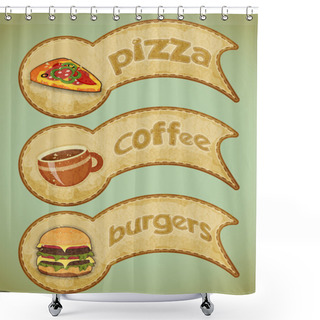 Personality  Retro Fast Food Labels Shower Curtains