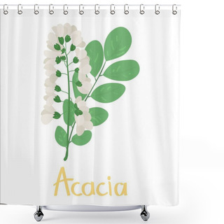 Personality  Aromatic Acacia Flowers On White Background Shower Curtains