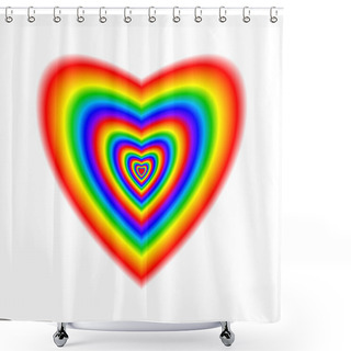 Personality  Big Heart In Rainbow Colors Shower Curtains