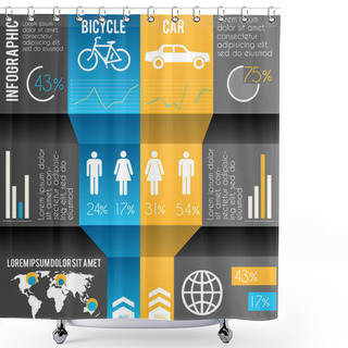 Personality  Infographics Illustration Of Transportation Shower Curtains
