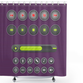 Personality  Vector Set Of Media Buttons Shower Curtains
