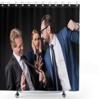 Personality  Mature Businessmen Fighting Shower Curtains