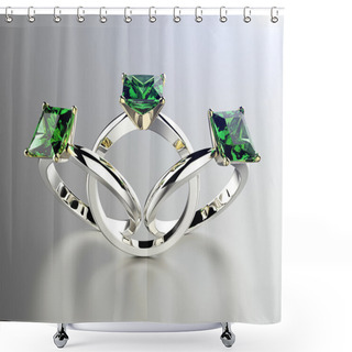 Personality  Engagement Ring With Emerald. Shower Curtains