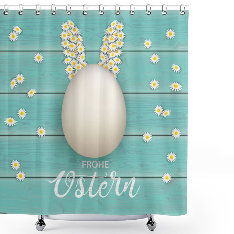 Personality  German Text Frohe Ostern, Translate Happy Easter.  Eps 10 Vector File. Shower Curtains