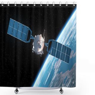 Personality  Satellite Orbiting Earth Shower Curtains