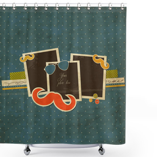 Personality  Mustache And Sunglasses Scrap Card Shower Curtains