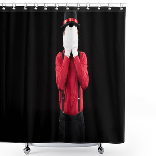 Personality  Mime Covering Face With Hands Isolated On Black Shower Curtains