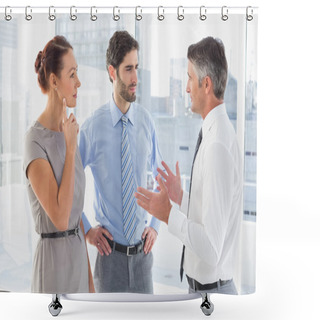 Personality  Businessman Chatting With Co-worker Shower Curtains