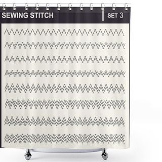 Personality  Collection Of Vector Illustration Sewing Stitch Patterns Shower Curtains