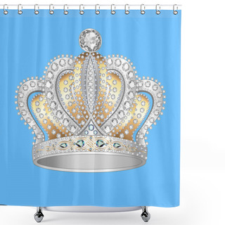Personality   Crown Of Gold Silver And Precious Stones Shower Curtains