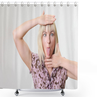 Personality  Portrait Of Crazy Funny Woman Shower Curtains