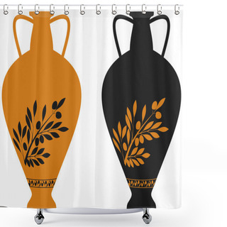 Personality  Amphora With Image Of Olive Branch Shower Curtains