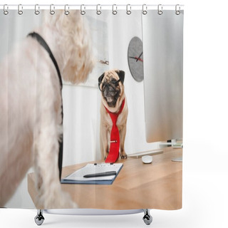 Personality  Business Dogs In Office Shower Curtains