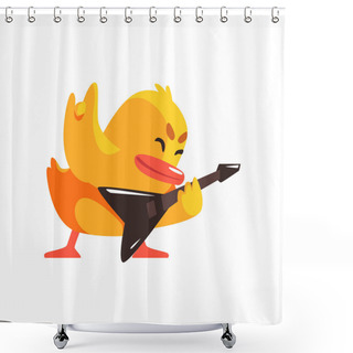 Personality  Duckling Playing Electro Guitar Cute Character Sticker Shower Curtains
