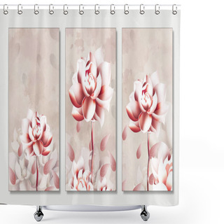 Personality  3d Mural Wall Frame Wallpaper, Simple Floral Background. Light Modern Flowers For Home Wall Decor Shower Curtains