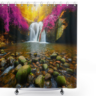 Personality  Phu Soi Dao Waterfall With Yellow And Pink Leaves Trees Autumn,  Shower Curtains