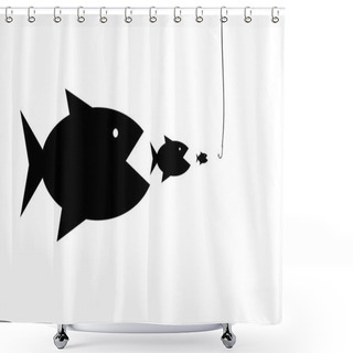 Personality  Silhouettes Of Fishes Devouring Each Other Shower Curtains
