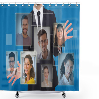Personality  Businessman Standing With Hands Spread Out Shower Curtains