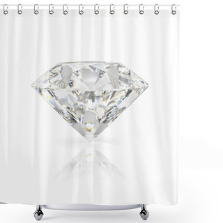 Personality  A Beautiful Sparkling Diamond On A Light Reflective Surface. 3d Image. Isolated White Background. Shower Curtains