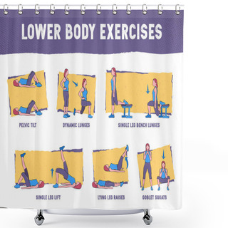 Personality  Colourful Illustration Demonstrates The Proper Exercise Technique Shower Curtains