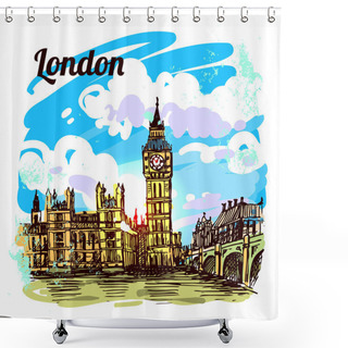 Personality  Sketch Illustration London Shower Curtains