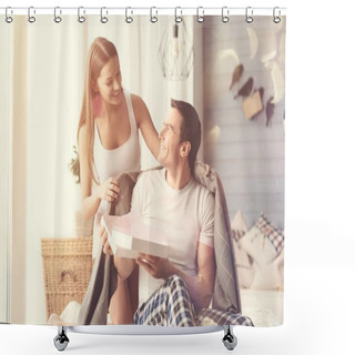 Personality  Gentle Sweet Couple Taking Care Of Each Other Shower Curtains