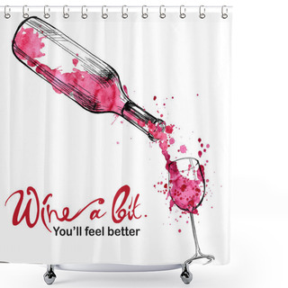 Personality  Wine Illustration - Sketch And Art Style Shower Curtains