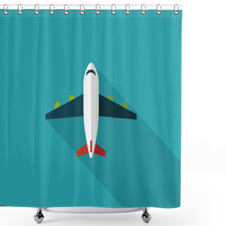 Personality  Transportation Airplane Flat Icon With Long Shadow,eps10 Shower Curtains