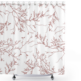 Personality  Brown Tree Branches Seamless Vector Pattern Shower Curtains