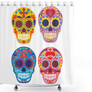 Personality  Holy Death, Day Of The Dead, Mexican Sugar Skull Shower Curtains