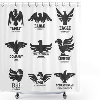 Personality  Eagle Or Falcon Black Silhouettes For Branding Shower Curtains