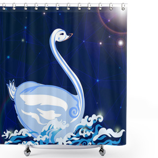 Personality  Swan Floats On The Waves Shower Curtains