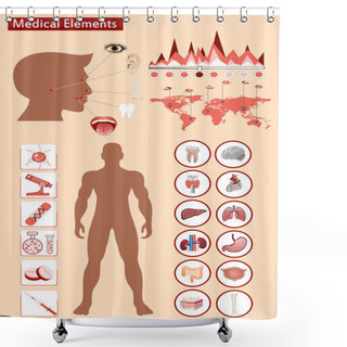 Personality  Icons Of Human Organs Shower Curtains