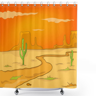 Personality  Cartoon Background Of Desert Landscape. Shower Curtains