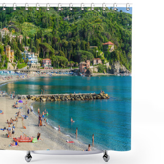 Personality  Levanto - Town In Liguria, Close To Cinque Terre In Italy. Scenic Mediterranean Riviera Coast. Historical Old Town With Colorful Houses And Sand Beach At Beautiful Coast Of Italy. Shower Curtains