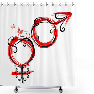 Personality  Male And Female Symbol Shower Curtains