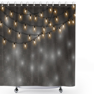 Personality  Christmas Lights Isolated Realistic Design Elements. Glowing Lights For Xmas Holiday Cards, Banners, Posters, Web Design. Garlands Decorations. Vector Illustration. Shower Curtains