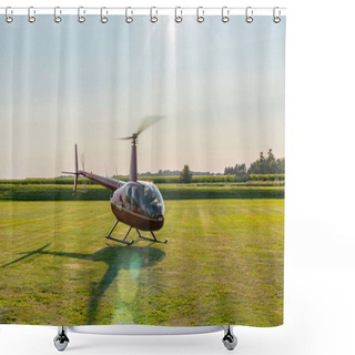 Personality  Helicopter Sightseeing Ride Taking Off From Field Shower Curtains