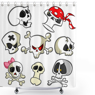 Personality  A Collection Of Vector Cartoon Skulls In Various Styles. Skull Icons Shower Curtains