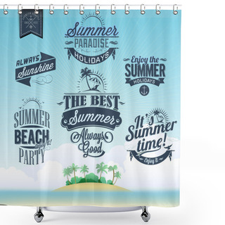 Personality  Retro Elements For Summer Calligraphic Designs Shower Curtains